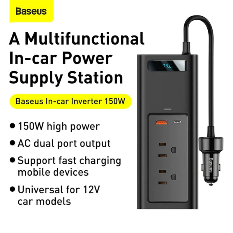 Baseus In-car Inverter 150W (220V CN/EU) Black Baseus In-car Inverter 150W (220V CN/EU) Black